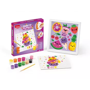 Set de pintar por números Maped Creativ Kawaii Food Sweet - 2 lienzos preimpresos, 10 pinturas acrílicas, pincel, a partir de 7 años 907088