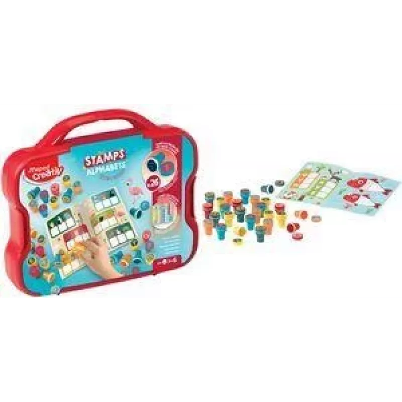 Set de sellos autoentintables Maped Creativ alfabeto, 26 letras, estuche de plástico 907089