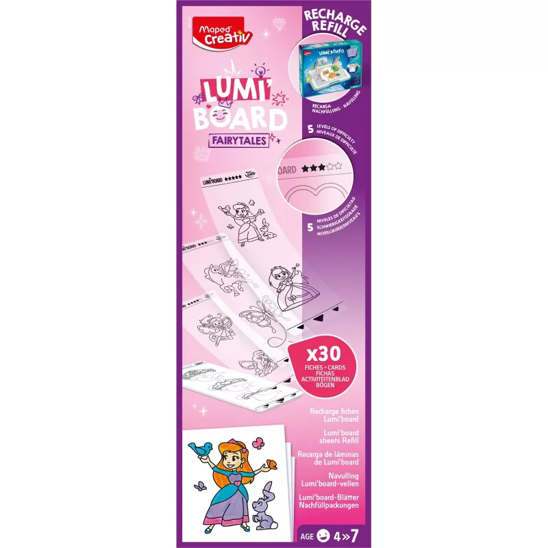 Recambio Maped Creativ Princess para mesas de luz LED LUMI BOARD, 20 hojas de papel transparente 907096