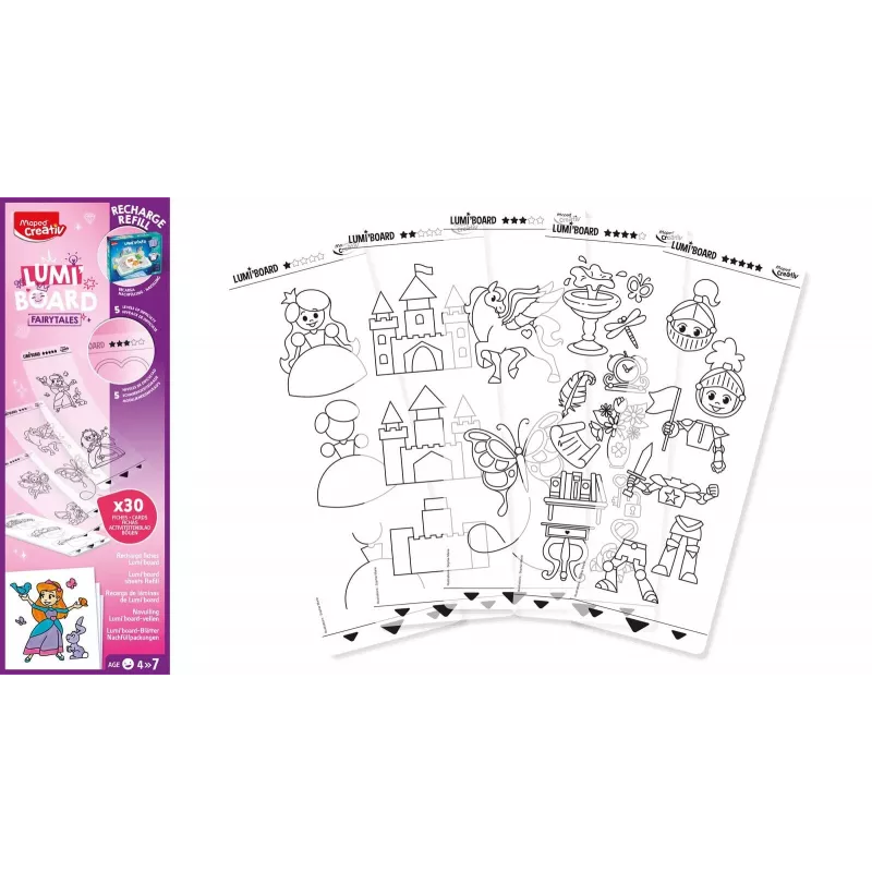 Recambio Maped Creativ Princess para mesas de luz LED LUMI BOARD, 20 hojas de papel transparente 907096
