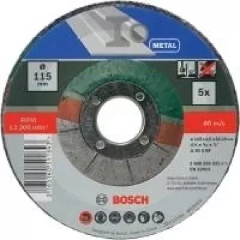 Disco de corte Bosch A 30 S BF, 115 mm x 1,0 mm x 22,23 mm, centro deprimido, 5 uds. 2609256332