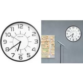 UNILUX POP PL reloj de pared, 305 mm, carcasa negra, esfera negra, movimiento de cuarzo silencioso 400190878