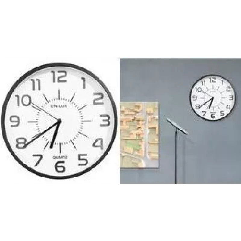 UNILUX POP PL reloj de pared, 305 mm, carcasa negra, esfera negra, movimiento de cuarzo silencioso 400190878