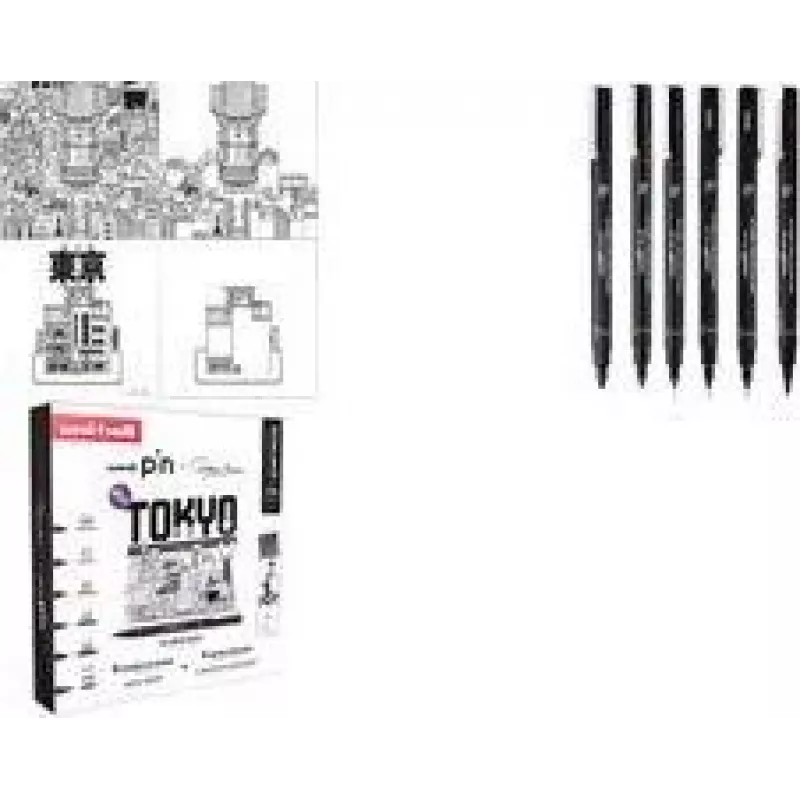 uni-ball rotulador fineliner PIN TOKYO, set creativo de 6 piezas, tinta pigmentada resistente al agua, puntas con refuerzo metálico (CF PIN/6 001)