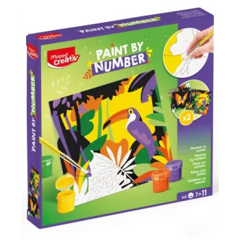 Maped Creativ set de pintar por números - loro y mariposa, 2 motivos, 10 pinturas acrílicas, a partir de 7 años 907085