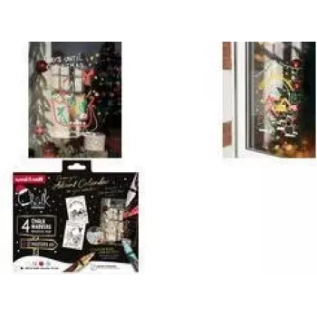 uni-ball rotulador de tiza CF CHALK/4 009, Christmas Box TRADI, varios colores, punta redonda, 1,8-2,5 mm, 4 piezas