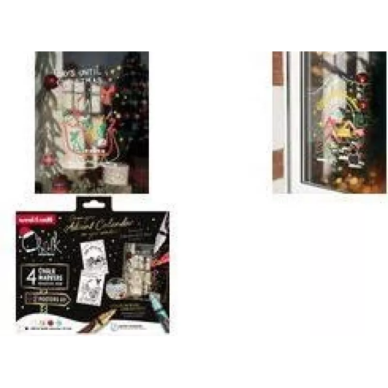 uni-ball rotulador de tiza CF CHALK/4 009, Christmas Box TRADI, varios colores, punta redonda, 1,8-2,5 mm, 4 piezas