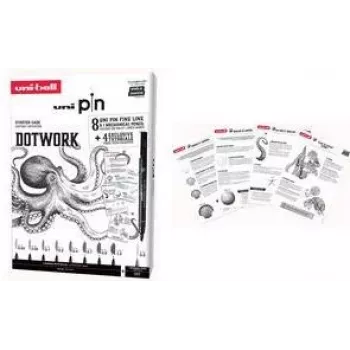 uni-ball DOTWORK set de inicio uni pin, estuche de 9 piezas con 8 fineliners y 1 portaminas Shalaku S (CF PIN/8 005)
