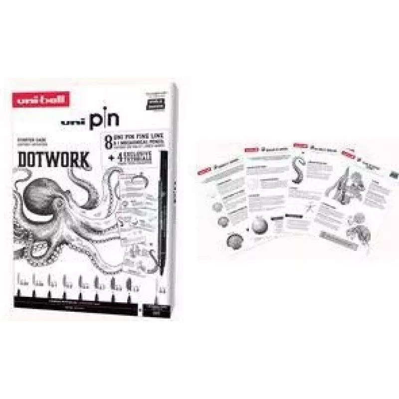 uni-ball DOTWORK set de inicio uni pin, estuche de 9 piezas con 8 fineliners y 1 portaminas Shalaku S (CF PIN/8 005)