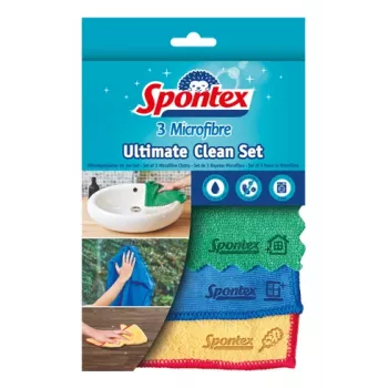 Spontex Ultimate Clean paños de microfibra, set de 3, 32 x 32 cm, colores surtidos 19790991