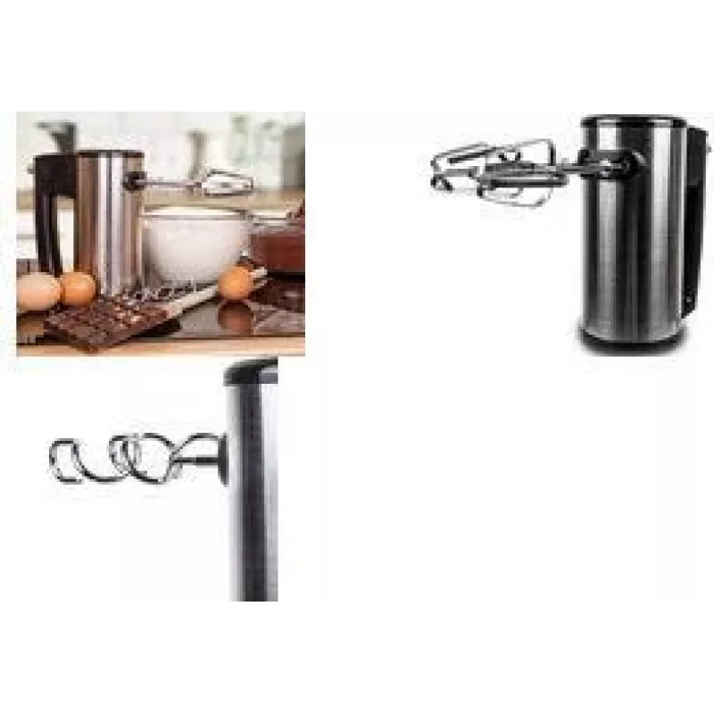 Batidora de mano Little Balance Inox 400, 400 W, acero inoxidable, elegante diseño negro con revestimiento de acero inoxidable (LB 8460)