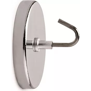 Gancho magnético MAUL con gancho grande, interior, acero inoxidable y acero, 52 mm de diámetro, gancho universal, para azulejos y metal 61555-96