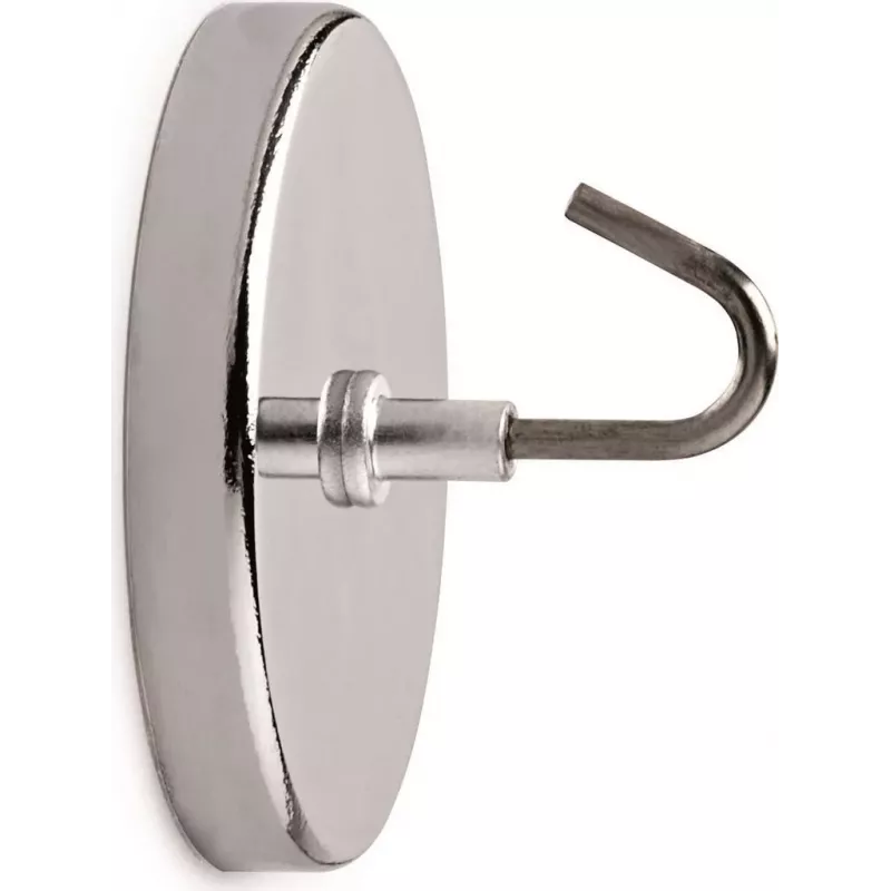 Gancho magnético MAUL con gancho grande, interior, acero inoxidable y acero, 52 mm de diámetro, gancho universal, para azulejos y metal 61555-96