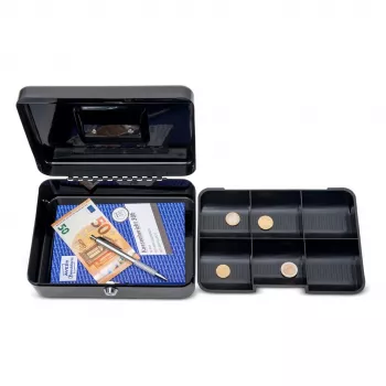 Caja de caudales MAUL 56113-90, negra, acero, cerradura de cilindro, 250 x 191 x 88 mm