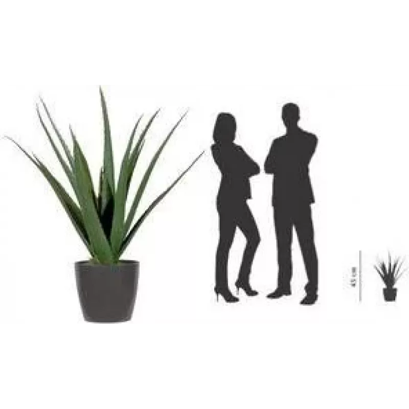 Planta artificial de aloe vera PAPERFLOW, 450 mm, hojas de polietileno, tallo de plástico, verde, 1 unidad (PAALOE45)