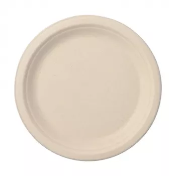 PAPSTAR Pure Plato de caña de azúcar, redondo, 230 mm, 50 unidades, compostable, apto para microondas 89866