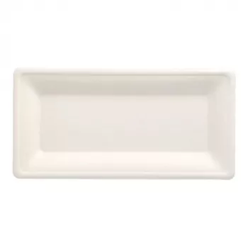 PAPSTAR pure Plato de caña de azúcar, rectangular, 130 x 260 mm, 50 unidades, compostable, apto para microondas 89746