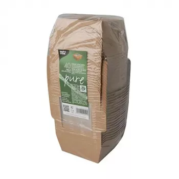 Papstar 87250 Recipiente desechable para alimentos de cartón con recubrimiento PLA, marrón, 750 ml, 50 unidades