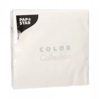 PAPSTAR Servilletas de comida, 330 x 330 mm, 1 capa, blancas, plegado 1/4, tissue, gofradas - 1 paquete (12300)
