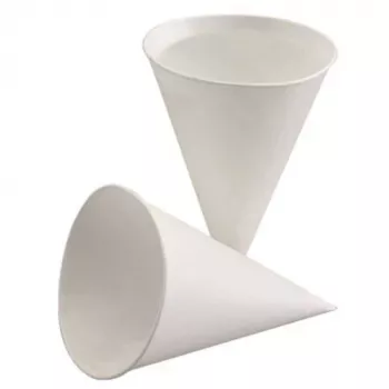PAPSTAR vaso cono de papel de caña de azúcar 150 ml, blanco, 85 mm de diámetro, 115 mm de altura (88619)
