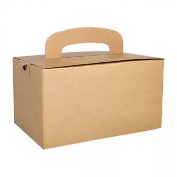 PAPSTAR pure fiambrera con asa, cartón marrón, 424 g/m², plegable, 1 ud. 88980