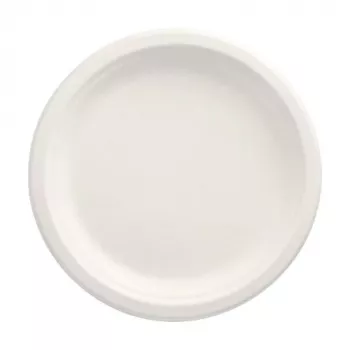PAPSTAR pure plato de caña de azúcar redondo 230 mm pack de 12 compostable apto para microondas 89748