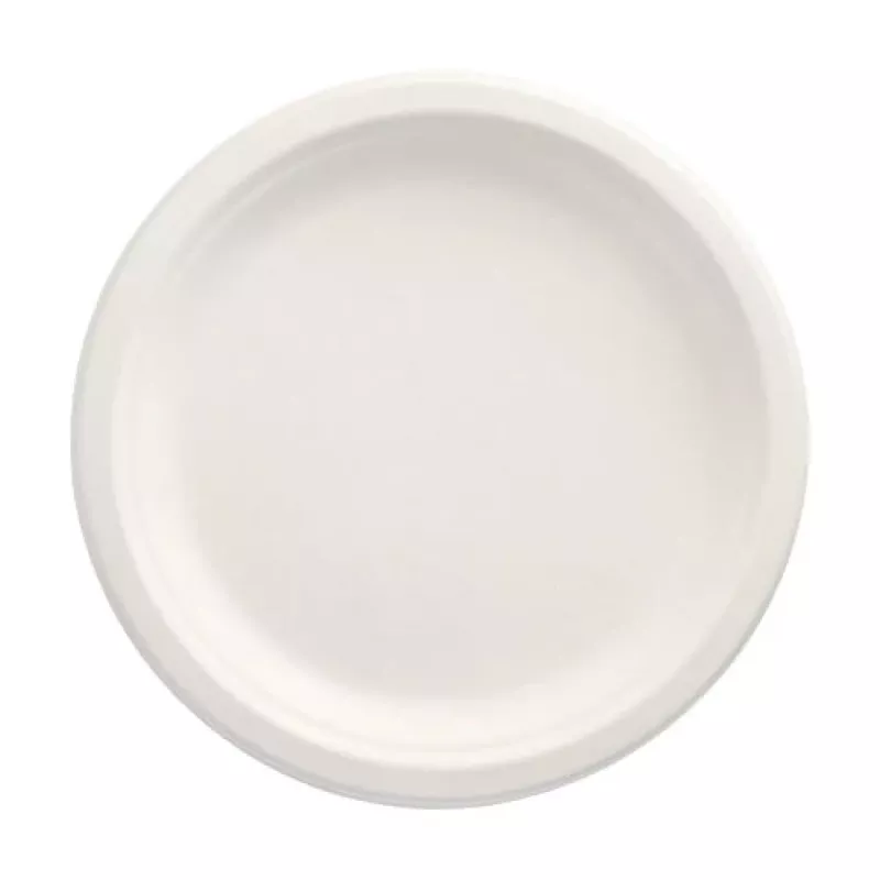 PAPSTAR pure plato de caña de azúcar redondo 230 mm pack de 12 compostable apto para microondas 89748