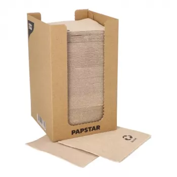 PAPSTAR PUNTO servilletas de cóctel, 200 x 200 mm, tejido natural, 2 capas, plegado 1/4, Micro Dot-on-Dot, 250 servilletas 89546