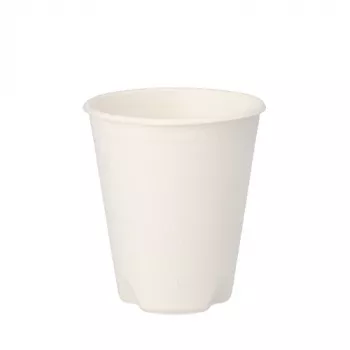 PAPSTAR pure vaso de caña de azúcar 0,2 L, blanco, pack de 12, compostable y apto para microondas 89853