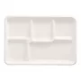 PAPSTAR bandeja de menú de caña de azúcar pure, 5 compartimentos, blanca, compostable, 1 ud. (89881)