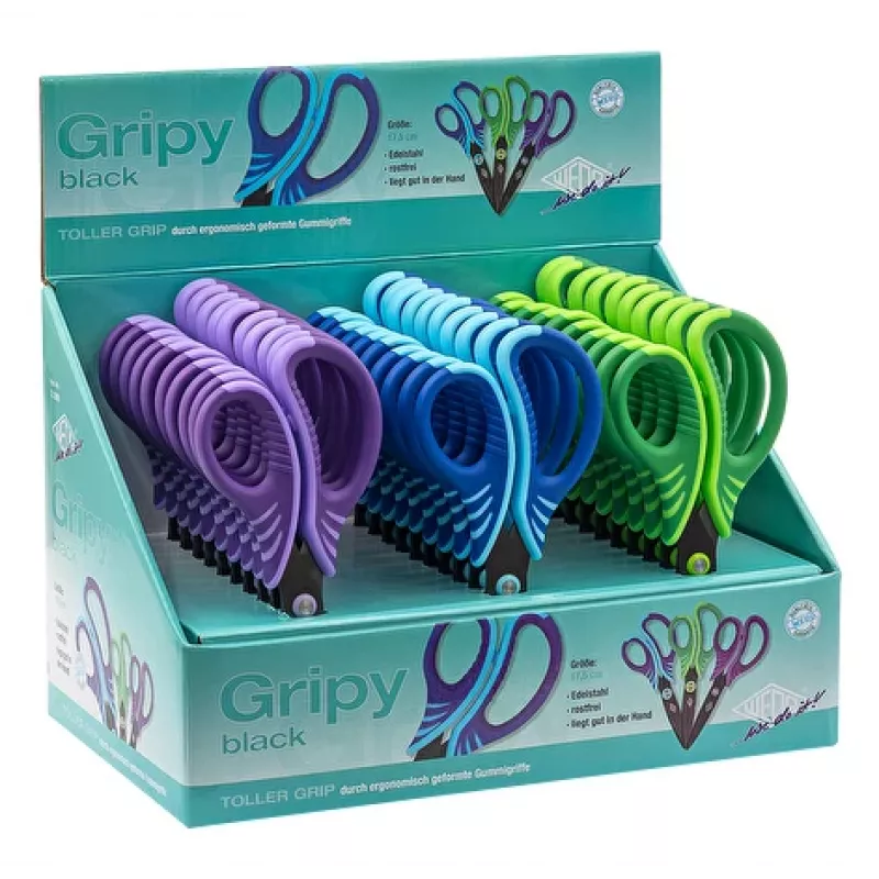 WEDO Gripy tijeras de manualidades, punta redonda, 175 mm, negro, para diestros, pack de 30 732 699