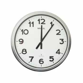 MAUL MAULride reloj de pared radiocontrolado, 610 mm de diámetro, marco de plástico plateado 9056195