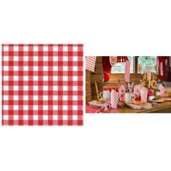 PAPSTAR servilletas de tissue 1 capa cuadro Vichy rojo/blanco, 330 x 330 mm, plegado 1/4, 250 por paquete 88762