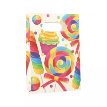 PAPSTAR Candies bolsa de papel para fiesta con asa, 140 x 210 x 60 mm, fondo bloque, fuelle lateral, 1 ud. (88862)