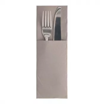 PAPSTAR ROYAL Collection bolsa para servilletas, gris, 40 x 40 cm, 1 capa Airlaid, preplegada con bolsillo para cubiertos, 50 uds. 89417