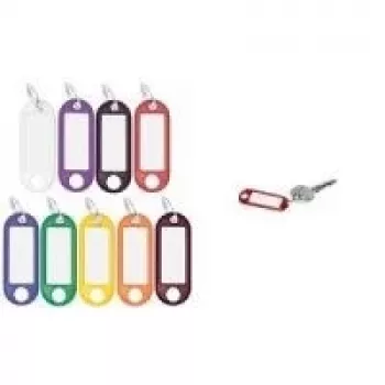 WEDO llavero con anilla, 18 mm de diámetro, carcasa de plástico violeta, etiqueta blanca escribible intercambiable 262 801808
