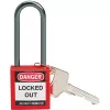 Brady candado de seguridad compacto nailon rojo, 50 mm de altura de arco, arco de aluminio de 4,7 mm, ¿igualado? No, no igualado, pack de 6 (814136)