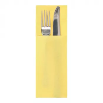 PAPSTAR DAILY Collection servilleta amarilla de tissue con bolsillos para cubiertos, 2 capas, 400 x 330 mm (plegada 200 x 85 mm), 50 unidades 37047