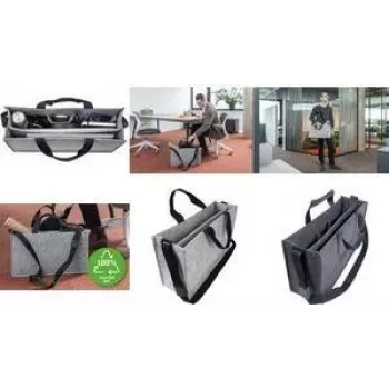 SIGEL bolsa de fieltro Business Desk Sharing Bag Classic L, gris fieltro sintético, 2 asas y correa ajustable, 1 ud. (BA409)