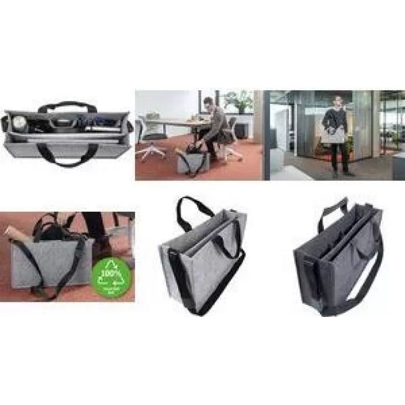 SIGEL bolsa de fieltro Business Desk Sharing Bag Classic L, gris fieltro sintético, 2 asas y correa ajustable, 1 ud. (BA409)