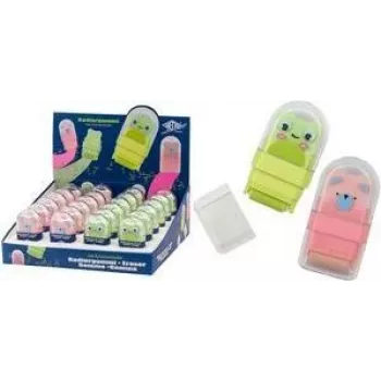 WEDO Clean Animal expositor de gomas de borrar de plástico, diseño rana y oso, 24 uds. 5998399