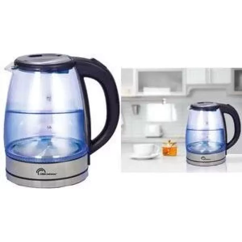 Little Balance LB 8520 hervidor de agua de cristal 1,8L 2200W vidrio borosilicato con detalles de acero inoxidable y LED azul
