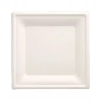 PAPSTAR plato de caña de azúcar Pure, cuadrado, 200 x 200 mm, 50 uds., compostable, apto para microondas 89744