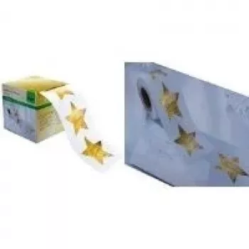Pegatinas de estrellas de Navidad SIGEL, estampación dorada, 47 x 47 mm, en rollo (CS112)