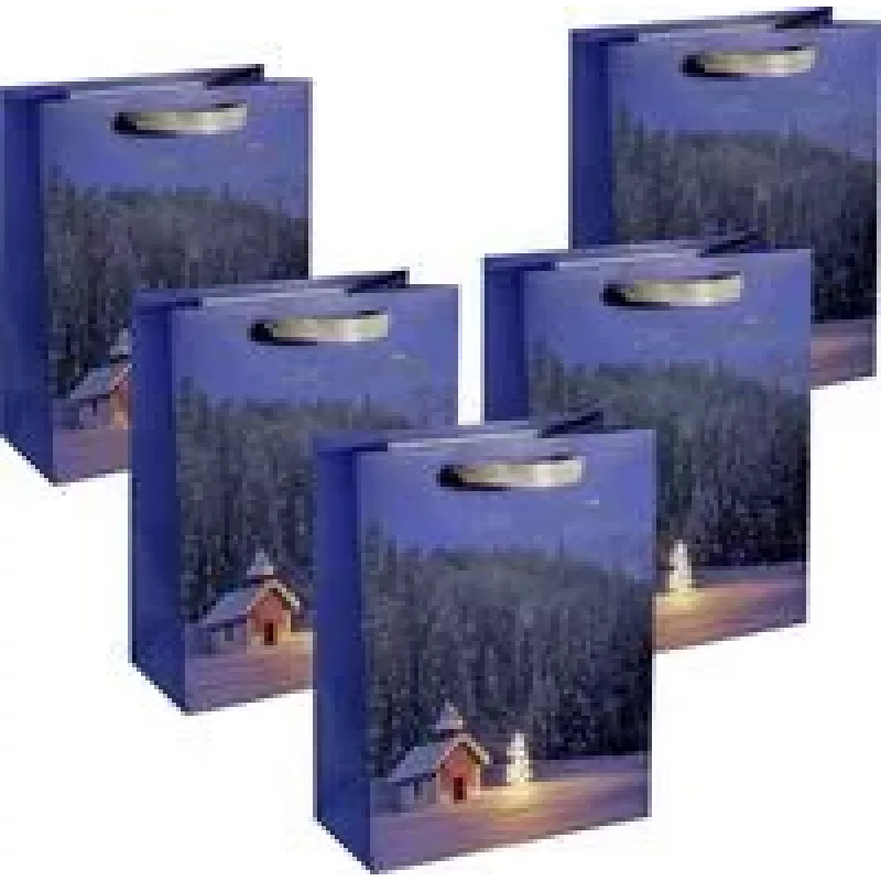 Bolsas de regalo grandes SIGEL GT115 Weihnachtskapelle, 26 x 33 cm, pack de 5