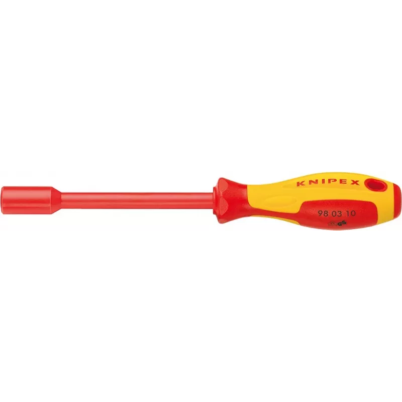 Destornillador de vaso KNIPEX 98 03 13, vaso hexagonal de 13 mm, acero cromo-vanadio, 235 mm