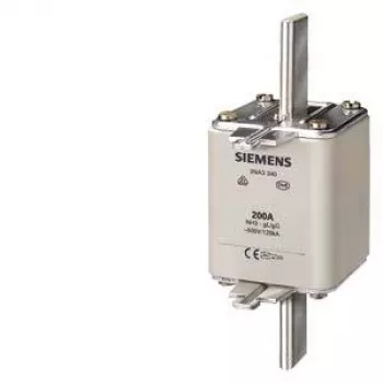 Cartucho fusible NH SIEMENS, tamaño 3, 200 A, 500 V AC/440 V DC, gG, indicador frontal, cuerpo de cerámica, contactos de cobre plateado 3NA3340