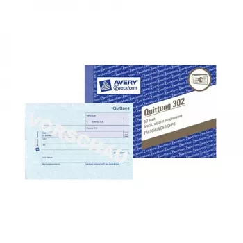 Libro de administración Avery 302 A4, azul/blanco, 96 hojas, 192 páginas, rayado especial ledger, 90 g/m², cosido con hilo