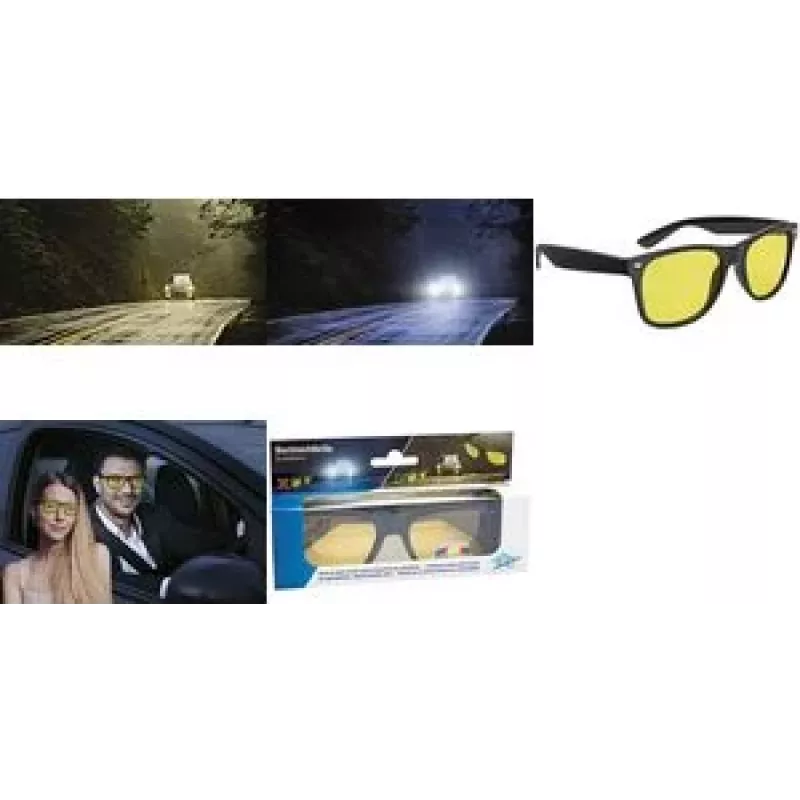 Gafas de conducción nocturna WEDO polarizadas amarillo tintado montura negra con estuche 271 47099