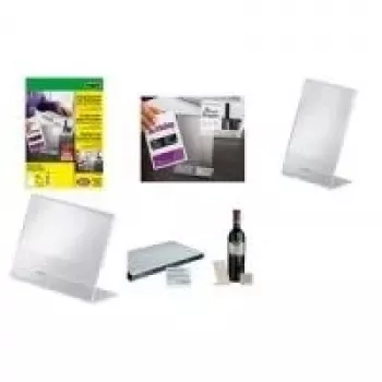 Expositor de mesa de acrílico SIGEL PA103, DIN A8 horizontal, inclinado, cristal transparente, una cara